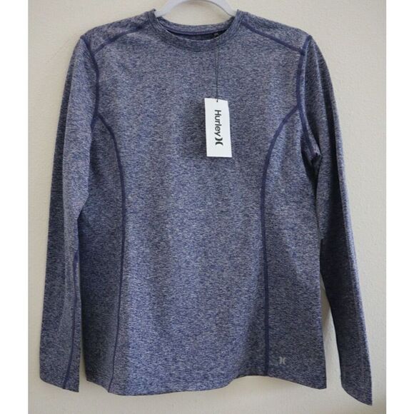 Hurley HA32KT000 Women's Sz Medium Blue Depths Heathered L/S Trail Tee Shirt - Picture 1 of 7